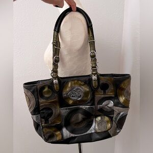 Coach Mia OP Art Signature Patchwork Leather & Suede  Purse